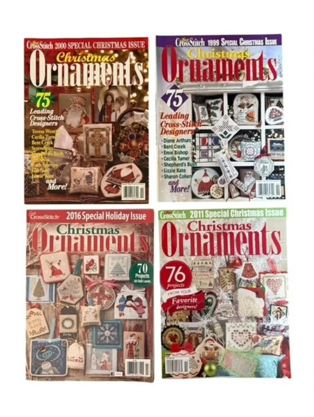 CrossStitch Christmas Ornaments Magazines Vintage 1997 2002 2007 2015 1998 2001